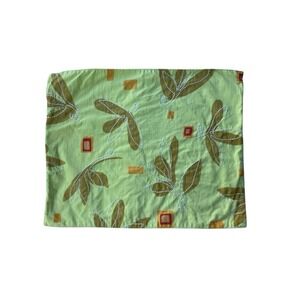 Crate & Barrel Mai Tai Green Embroidered Cotton Flax Placemats Set of‎ 4